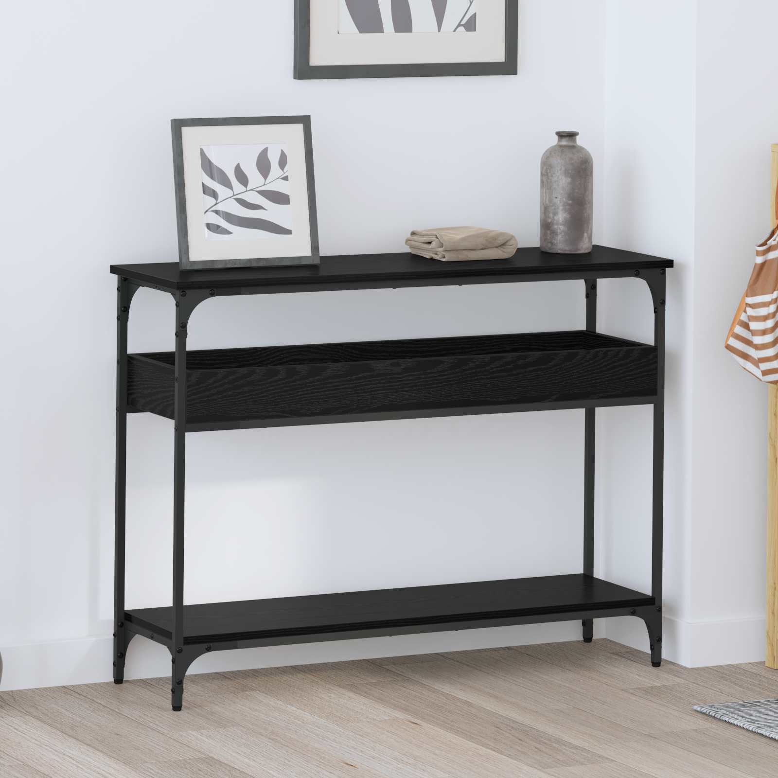 Tavolo consolle Rovere nero 100 x 29 x 75 cm Legno multistrato | homemem39
