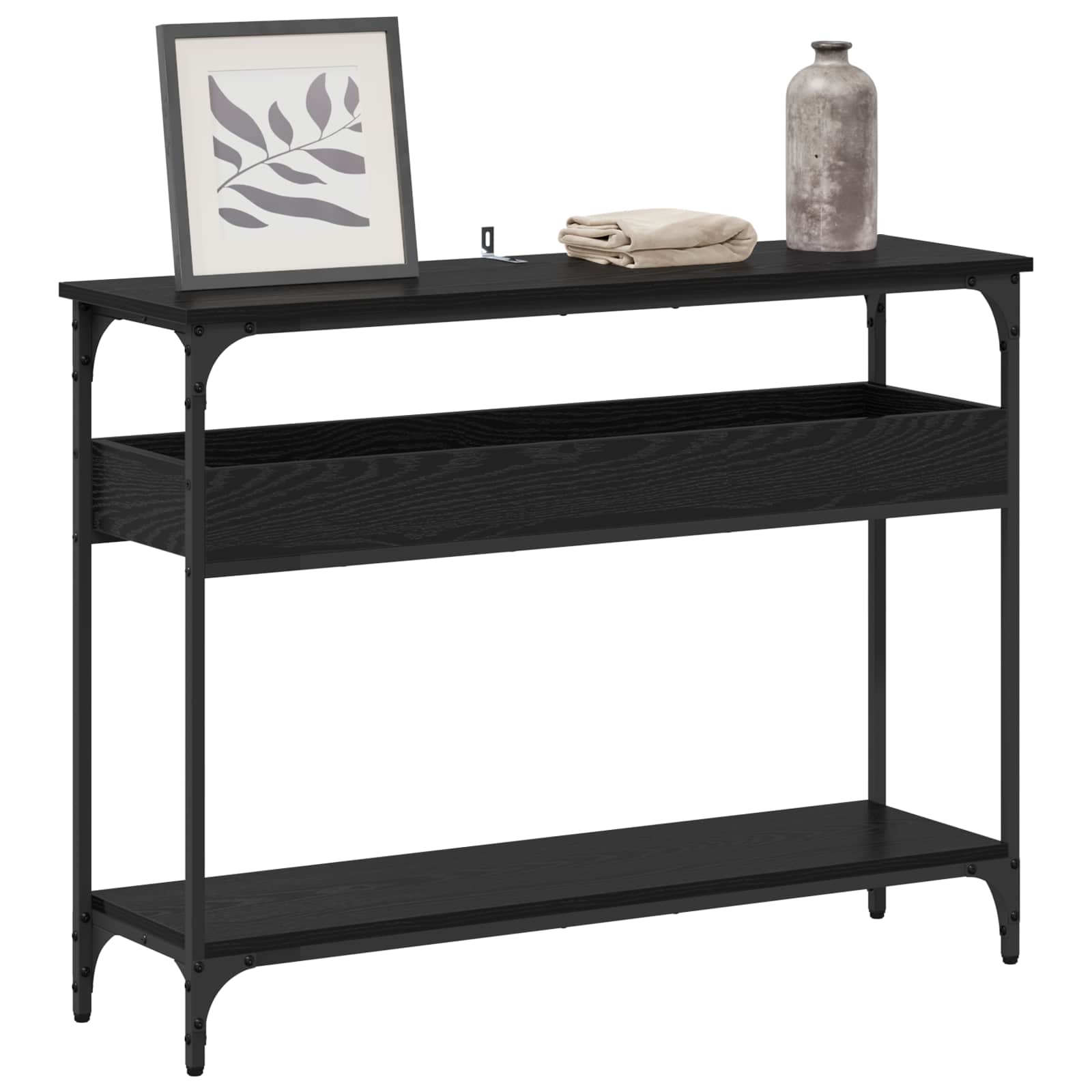 Tavolo consolle Rovere nero 100 x 29 x 75 cm Legno multistrato | homemem39