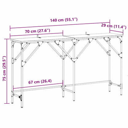 Tavolo consolle rovere artigianale 140 x 29 x 75 cm