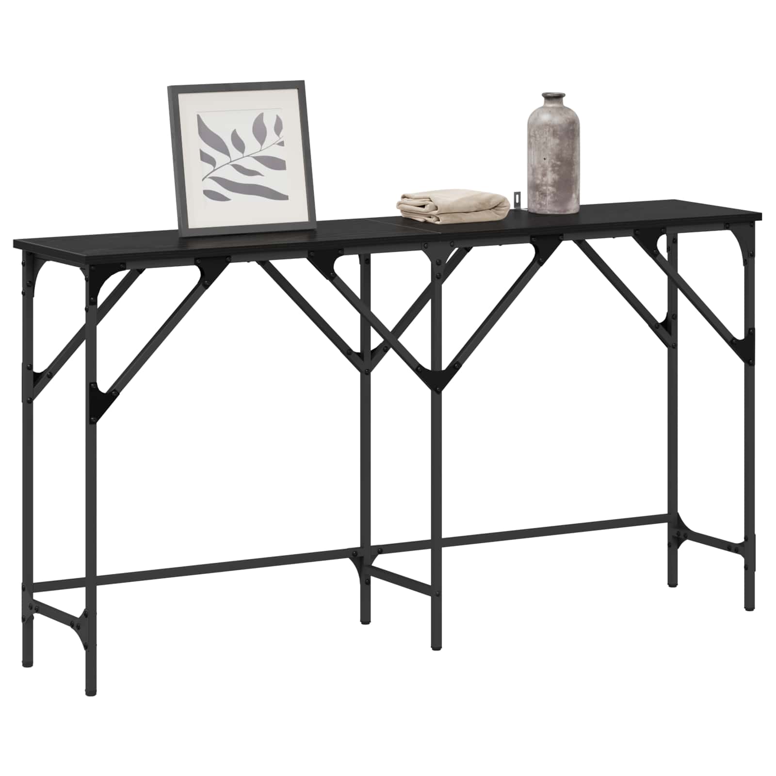 Tavolo consolle Rovere Nero 140 x 29 x 75 cm Legno multistrato | homemem39
