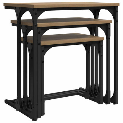 Tavolo da caffè nesting 3 pcs rovere artigianale