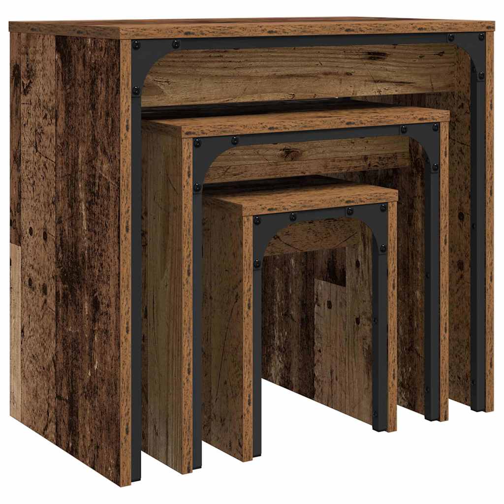 Tavolino da salotto 3 pcs Legno vecchio Legno multistrato | homemem39