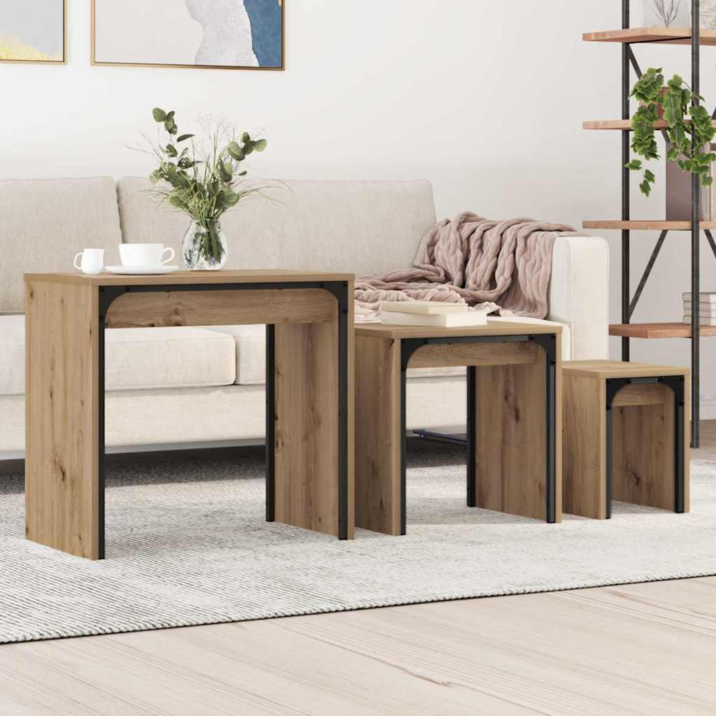 Tavolo da caffè nesting 3 pcs rovere artigianale