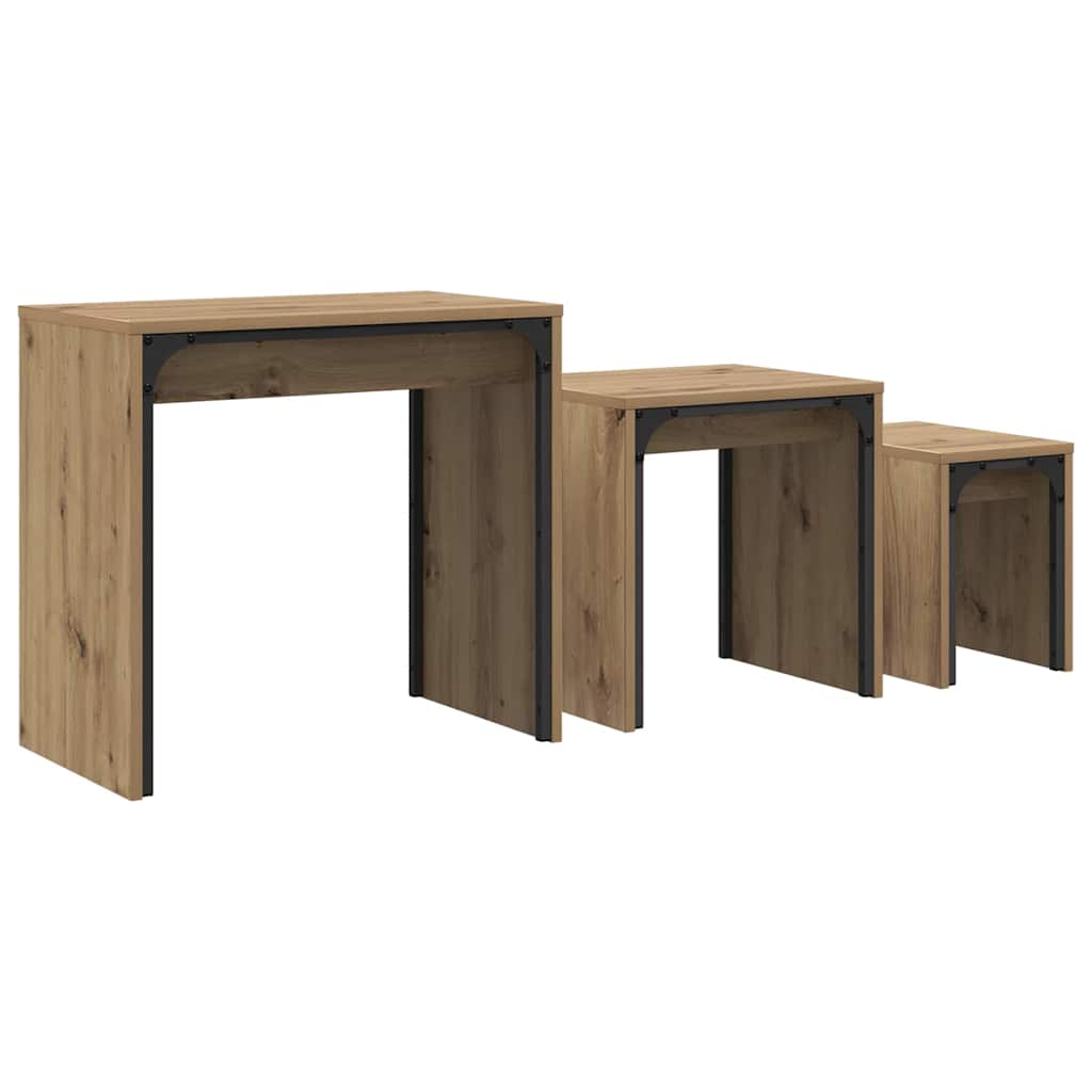 Tavolo da caffè nesting 3 pcs rovere artigianale