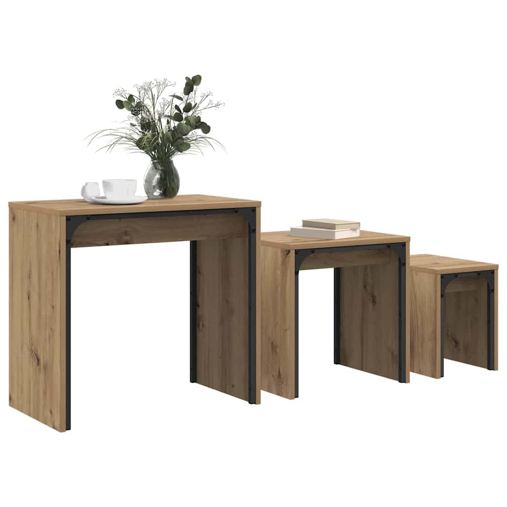 Tavolo da caffè nesting 3 pcs rovere artigianale