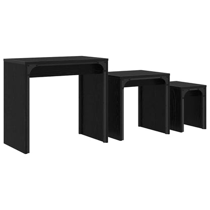 Tavolo da caffè nesting 3 pcs Rovere nero 60 x 35 x 56 cm
