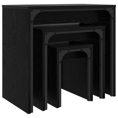 Tavolo da caffè nesting 3 pcs Rovere nero 60 x 35 x 56 cm