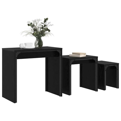 Tavolo da caffè nesting 3 pcs Rovere nero 60 x 35 x 56 cm