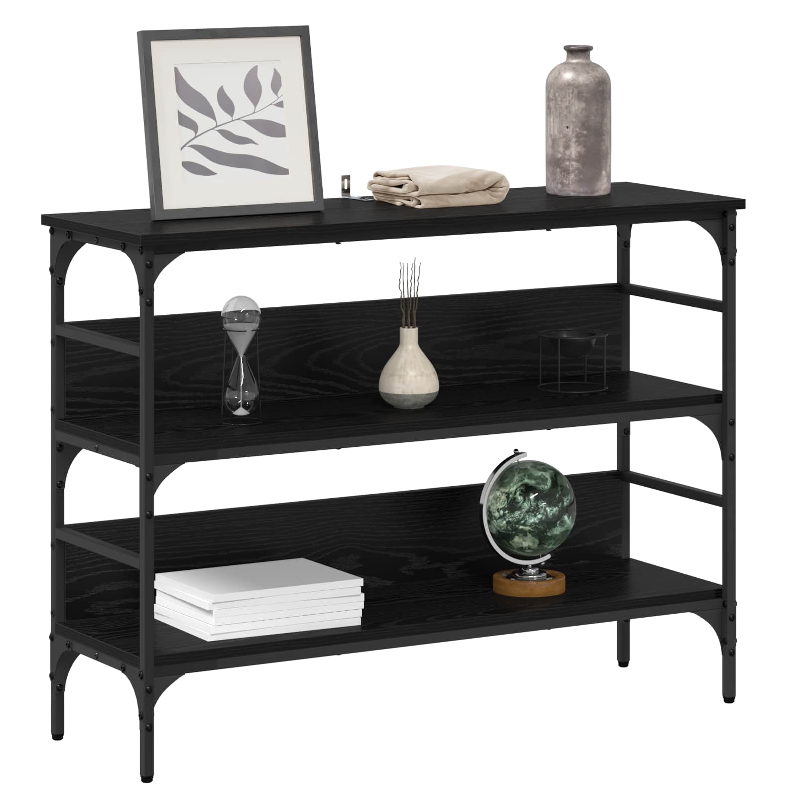 Tavolo consolle Rovere nero 100 x 32 x 75 cm Legno multistrato | homemem39