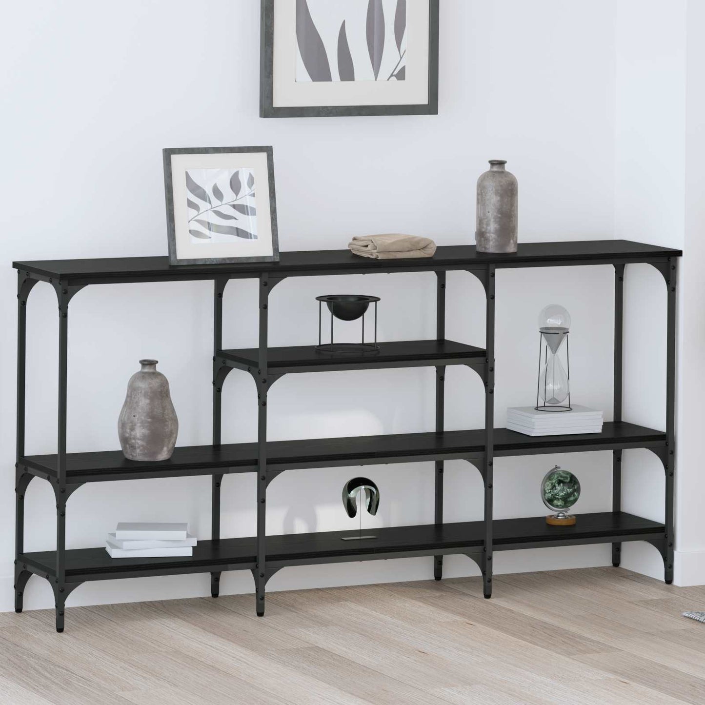 Tavolo consolle Rovere nero 160 x 29 x 80 cm Legno multistrato | homemem39