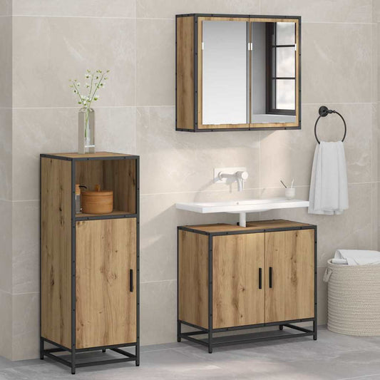 Set di mobili per il bagno con lo scaffale Rovere artigianale | homemem39