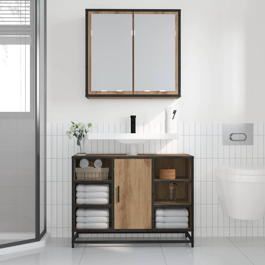 Scaffale da parete con porta Rovere artigianale 65 x 20 x 60 cm | homemem39
