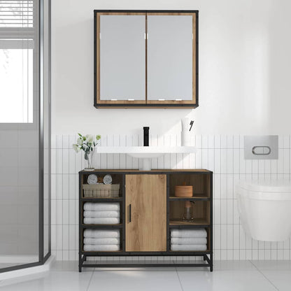 Scaffale da parete con porta Rovere artigianale 65 x 20 x 60 cm | homemem39