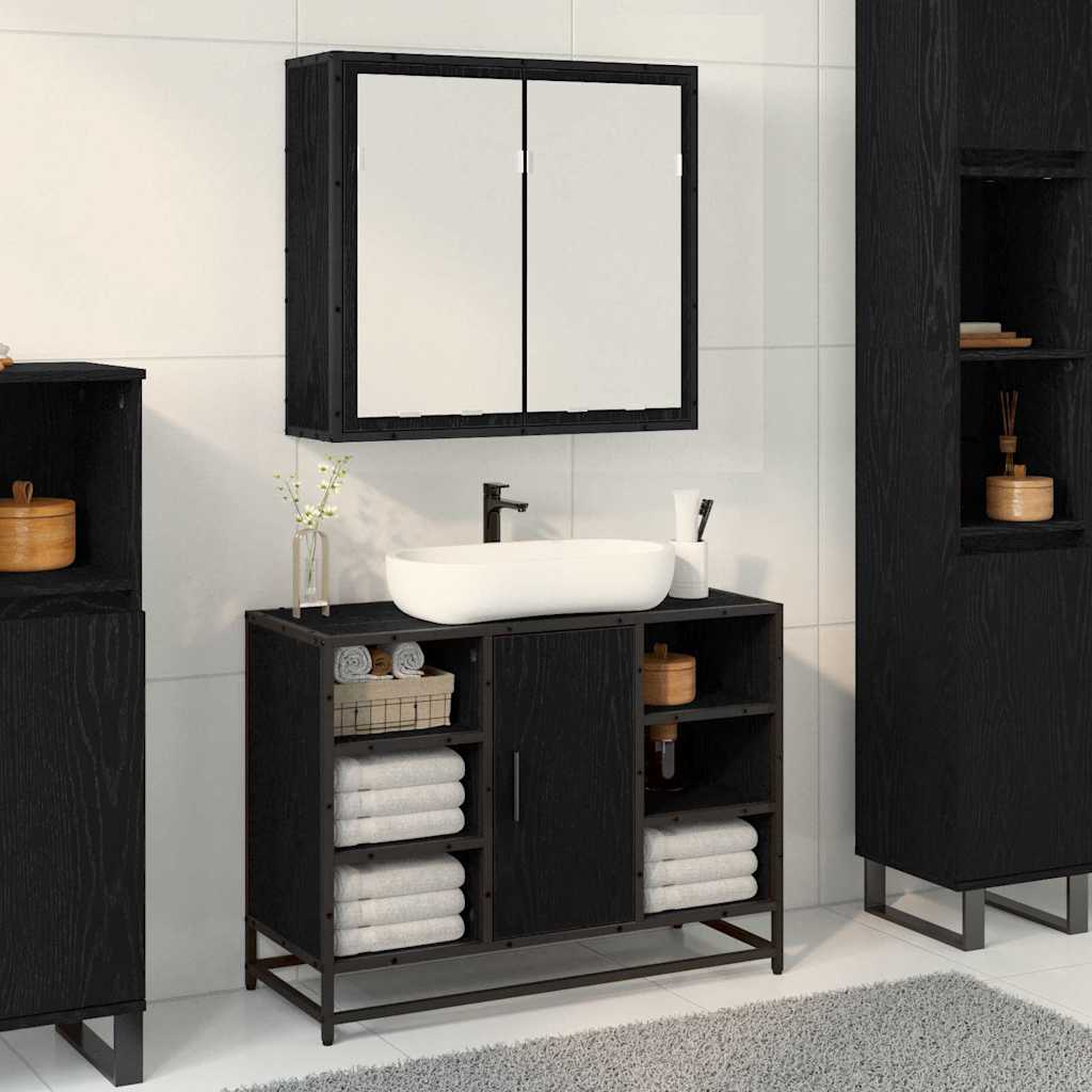 Scaffale da parete Rovere Nero 65 x 20 x 60 cm