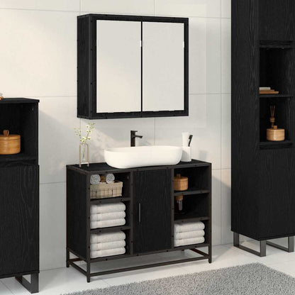 Scaffale da parete Rovere Nero 65 x 20 x 60 cm