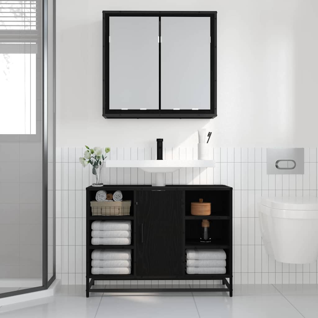 Scaffale da parete con lo scaffale Rovere Nero 65 x 20 x 60 cm | homemem39