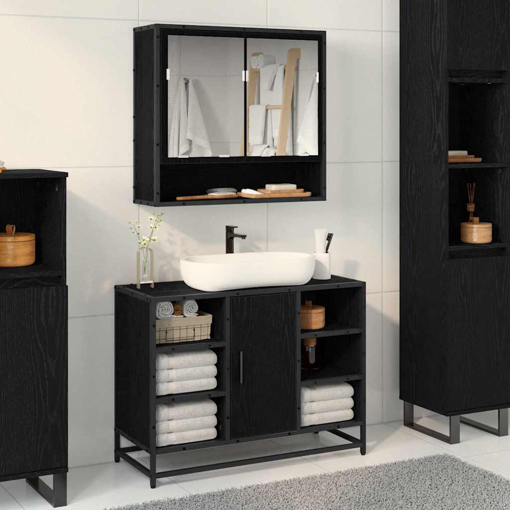 Scaffale da parete con lo scaffale Rovere Nero 65 x 20 x 60 cm | homemem39