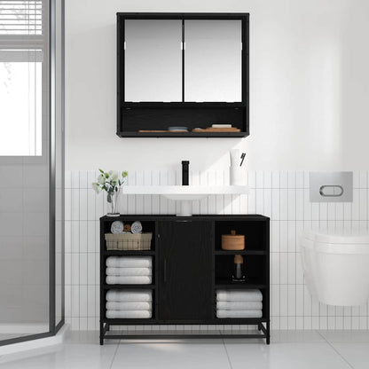 Scaffale da parete con lo scaffale Rovere Nero 65 x 20 x 60 cm | homemem39