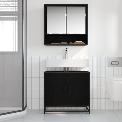 Armadio per Lavabo da Bagno Rovere Nero 65 x 33 x 60 cm | homemem39