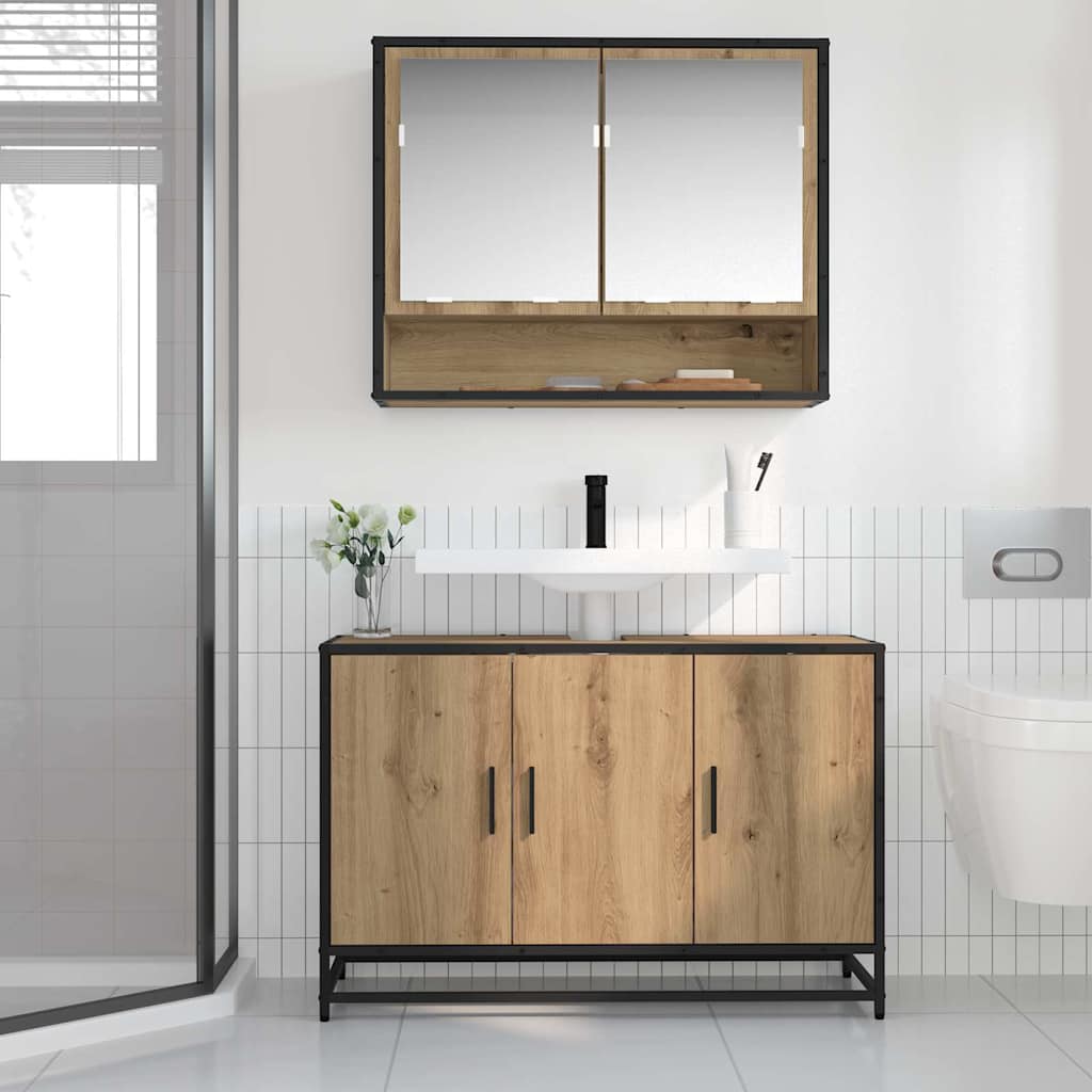 Mobile da Bagno con porta Rovere artigianale 90 x 33 x 60 cm