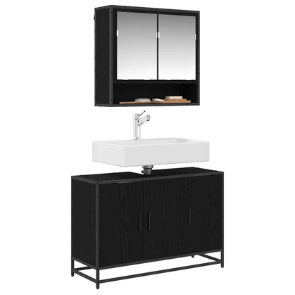 Mobile da Bagno Rovere Nero 90 x 33 x 60 cm Legno multistrato | homemem39