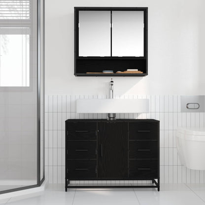 Mobile da Bagno Rovere Nero 80 x 33 x 60 cm Legno multistrato | homemem39