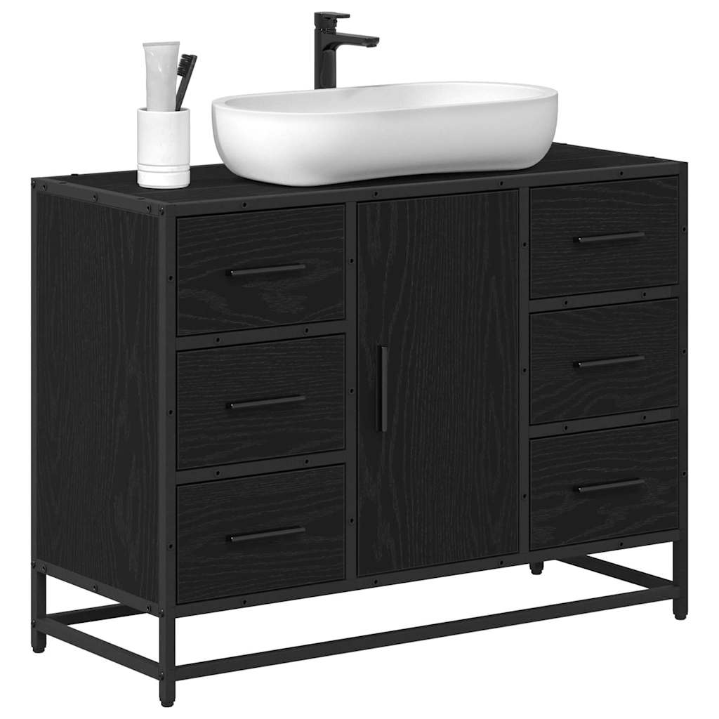 Armadio per Lavabo da Bagno Rovere nero 80 x 33 x 60 cm