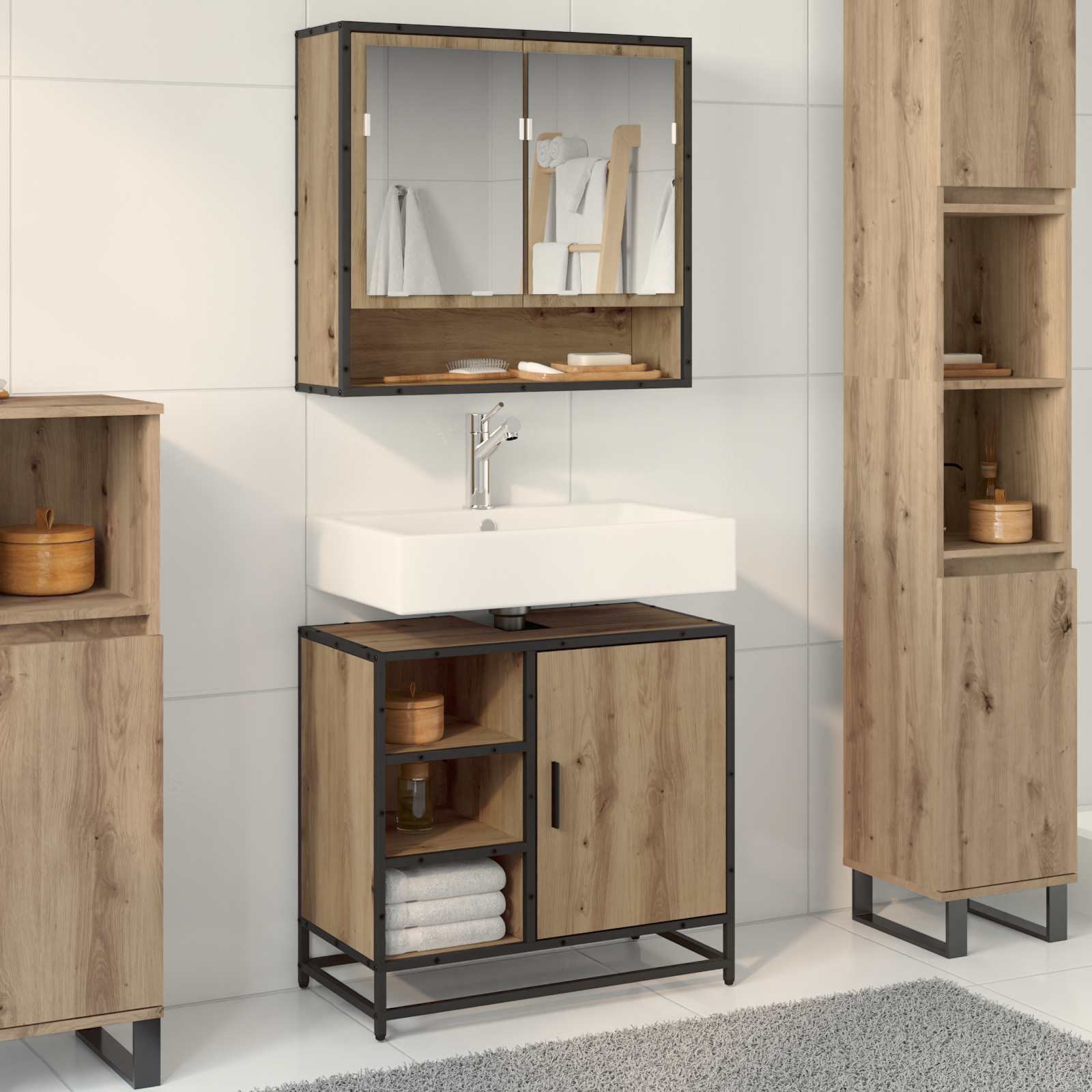 Mobile da Bagno Rovere artigianale 65 x 33 x 60 cm | homemem39