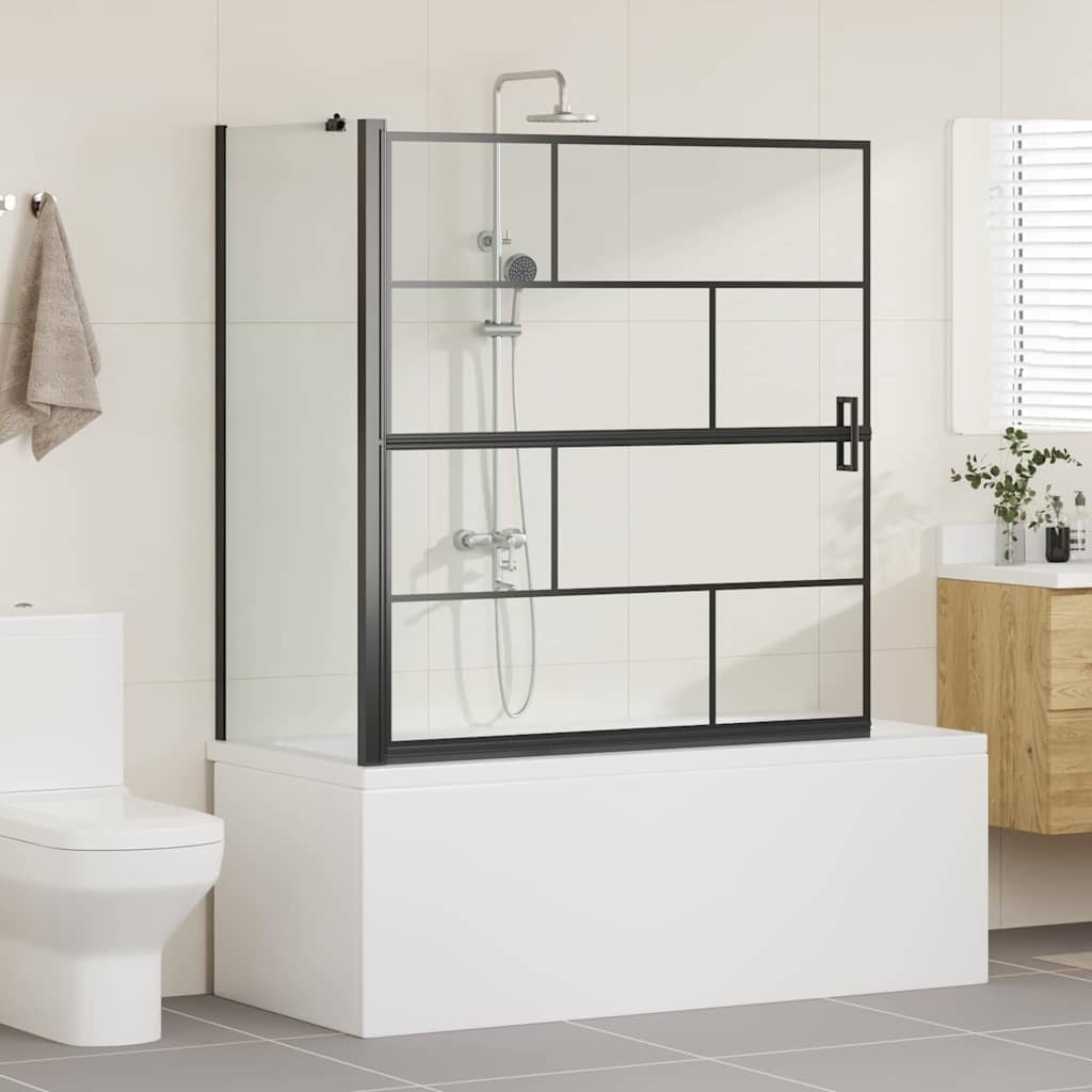 Schermo per Bagno e Doccia Nero e trasparente 116 x 68 x 128 cm
