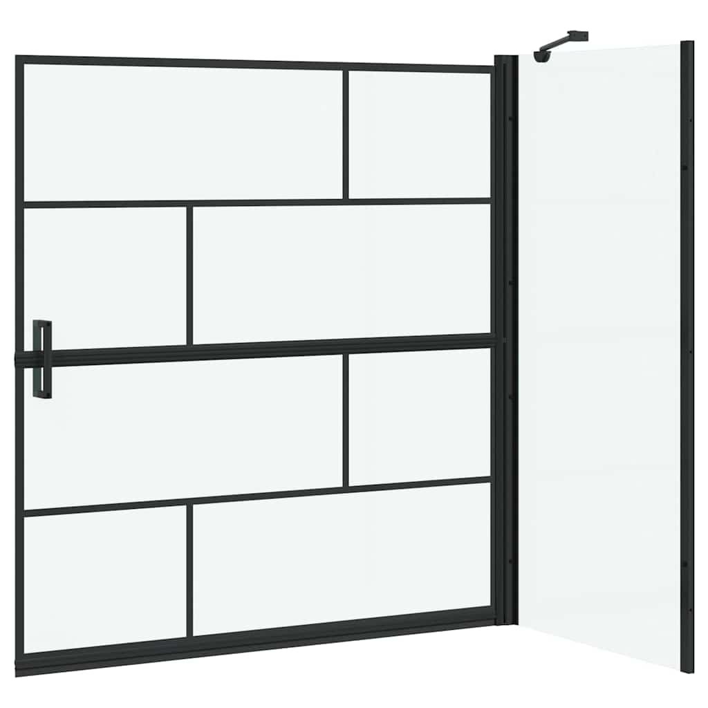 Schermo per Bagno e Doccia Nero e trasparente 116 x 68 x 128 cm