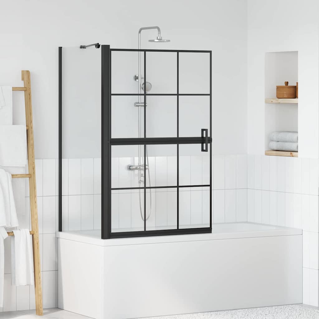 Schermo per Bagno e Doccia Nero e trasparente 116 x 68 x 128 cm