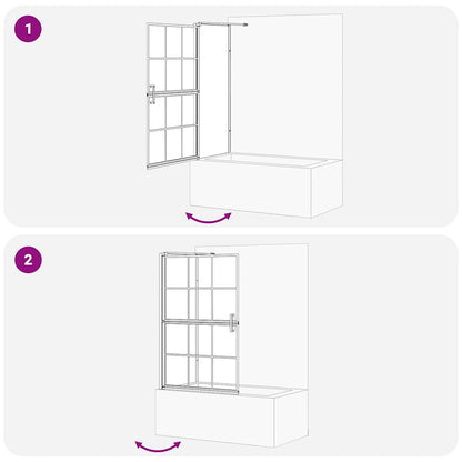 Schermo per Bagno e Doccia Nero e trasparente 116 x 68 x 128 cm