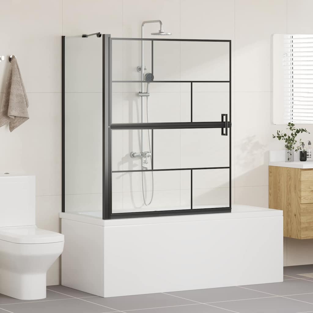 Schermo per Bagno e Doccia Nero e trasparente 116 x 68 x 128 cm