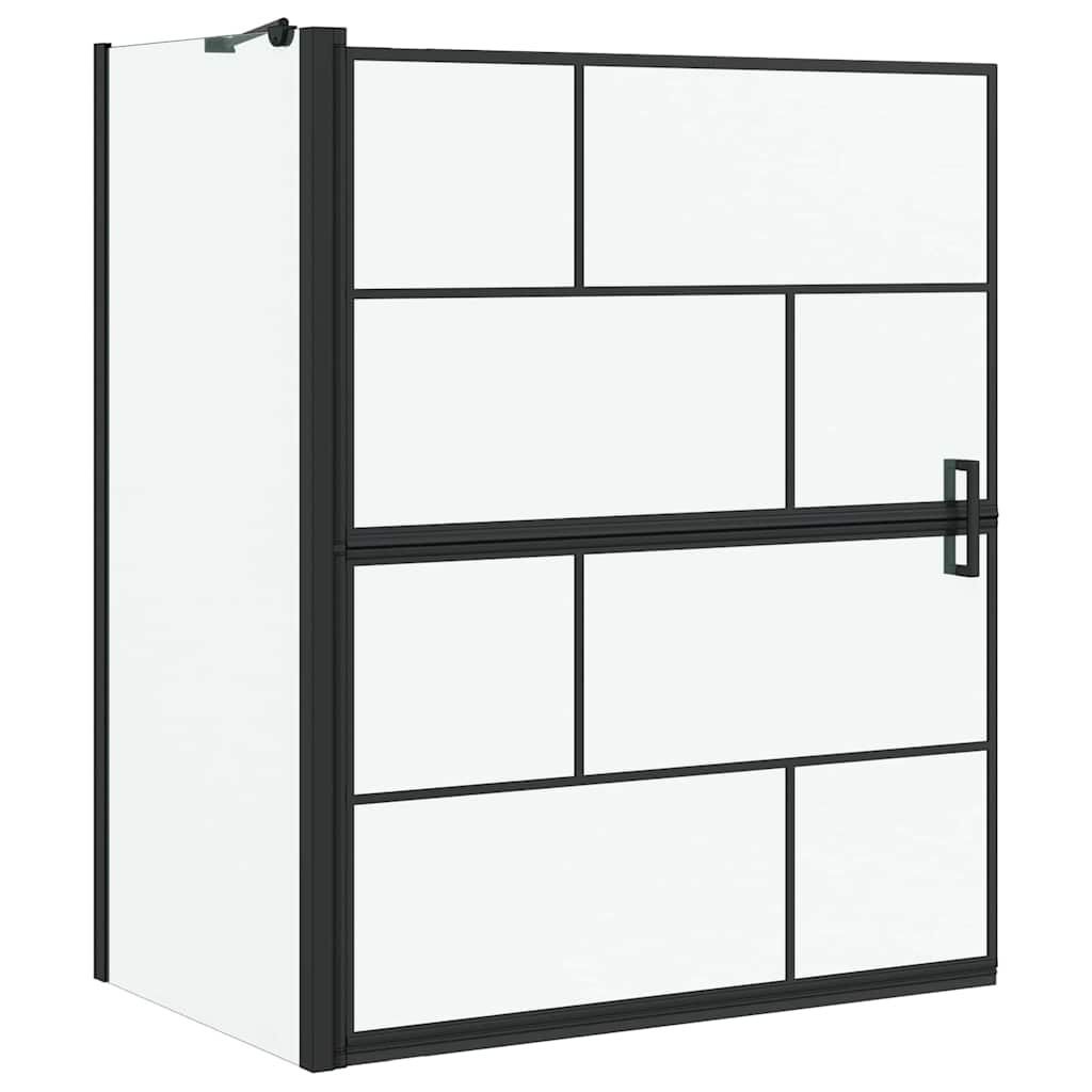 Schermo per Bagno e Doccia Nero e trasparente 116 x 68 x 128 cm
