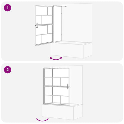 Schermo per Bagno e Doccia Nero e trasparente 116 x 68 x 128 cm