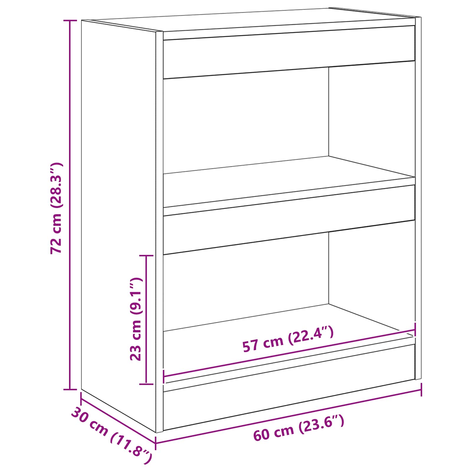 Armadio per Libri 2 livelli 60 x 30 x 72 cm Legno vecchio | homemem39