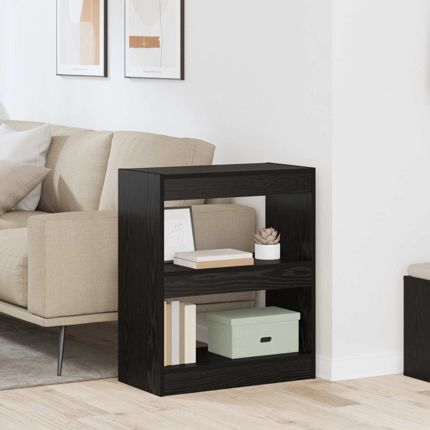 Armadio per Libri Rovere Nero 60 x 30 x 72 cm Legno multistrato | homemem39
