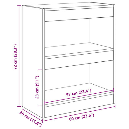 Armadio per Libri 2 livelli 60 x 30 x 72 cm Rovere Nero | homemem39