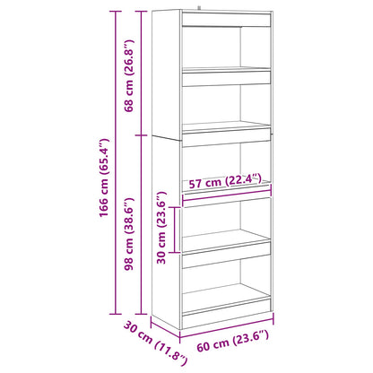 Armadio per Libri 5 livelli 60 x 30 x 166 cm rovere artigianale | homemem39