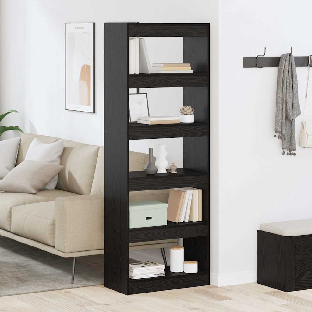 Armadio per Libri Rovere nero 60 x 30 x 166 cm