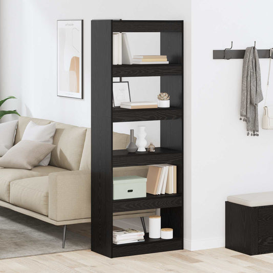 Armadio per Libri 5 livelli 60 x 30 x 166 cm Rovere nero | homemem39