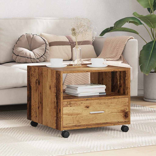 Tavolino da salotto con cassetto Legno vecchio 55 x 55 x 45cm | homemem39