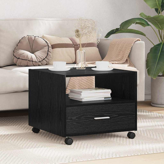 Tavolino da salotto con cassetto Rovere Nero 55 x 55 x 45cm | homemem39