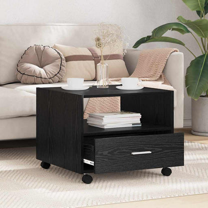 Tavolino da salotto con cassetto Rovere Nero 55 x 55 x 45cm