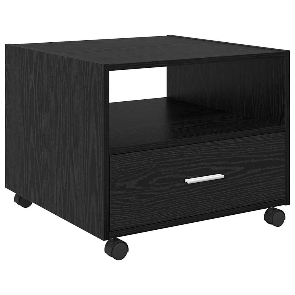 Tavolino da salotto con cassetto Rovere Nero 55 x 55 x 45cm