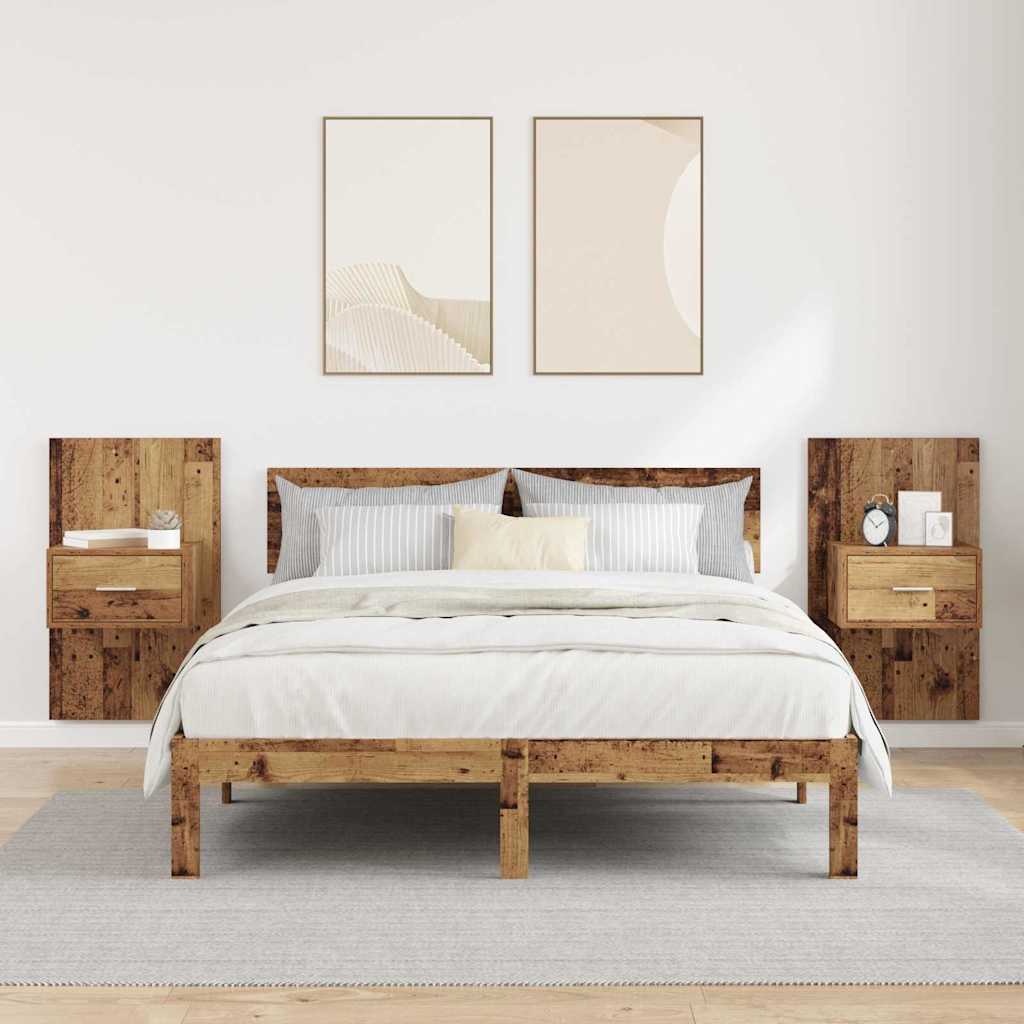 Armadietto per letto 2 pcs Legno vecchio 48.5 x 32.5 x 80 cm