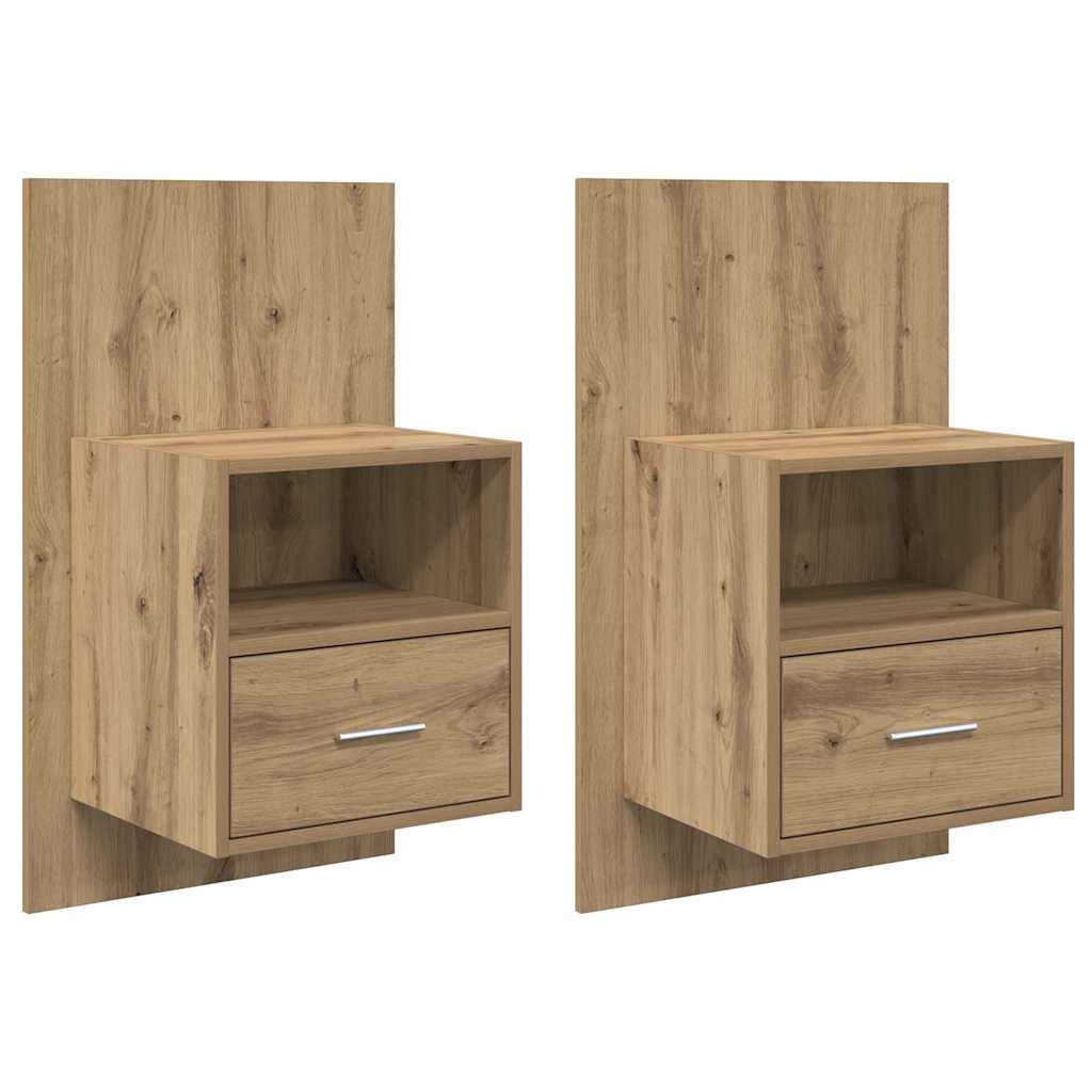 Armadietto per letto con cassetto 2 pcs rovere artigianale