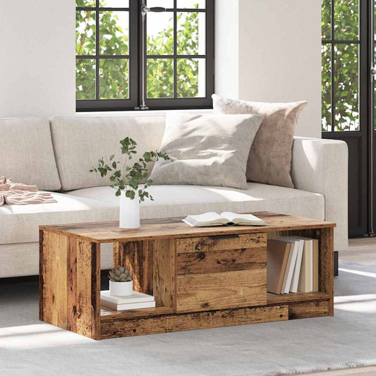 Tavolino da salotto con cassetto Legno vecchio 102 x 50 x 36cm | homemem39