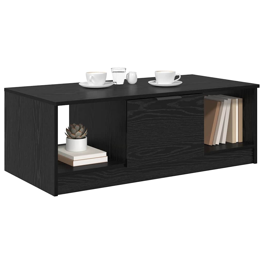 Tavolino da salotto con cassetto Rovere Nero 102 x 50 x 36cm