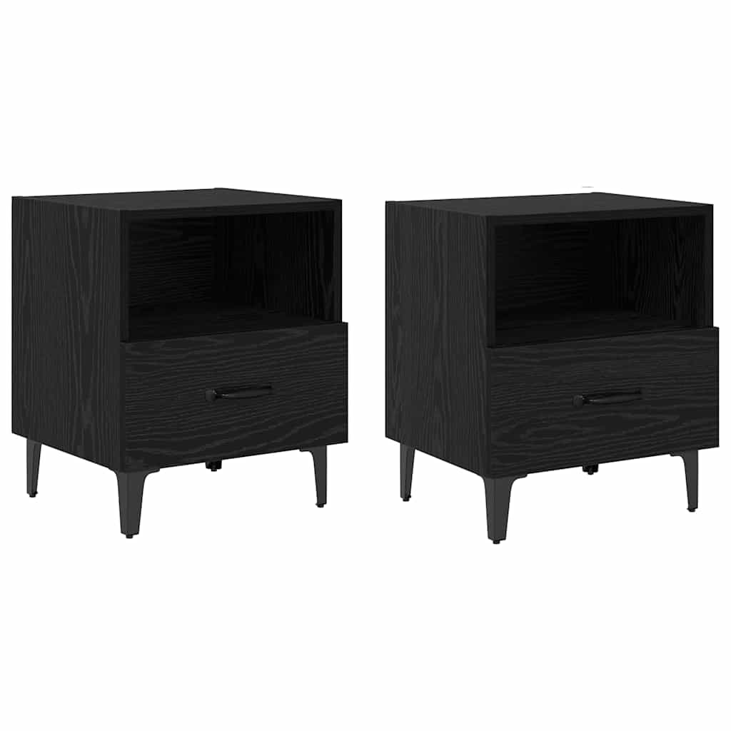 Armadio da Notte 2 pcs Rovere nero 40 x 35 x 47,5 cm